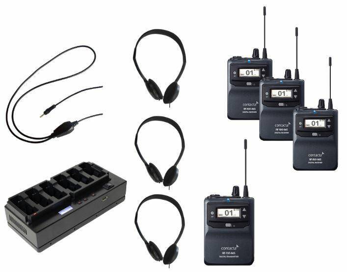 RF-TG-K06-865 zestaw RF obejmujący nadajnik bodypack i 5 odbiorników wraz z akcesoriami